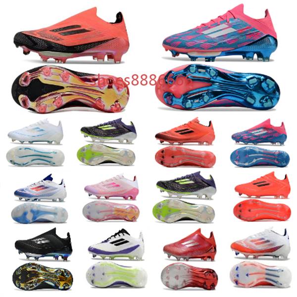 Designer Football Boot Mens Gift Bag Boots Metal Spikes Football Cleats Men LACELESS and lace-up FG BOOTS Soft Leather Pink Soccer