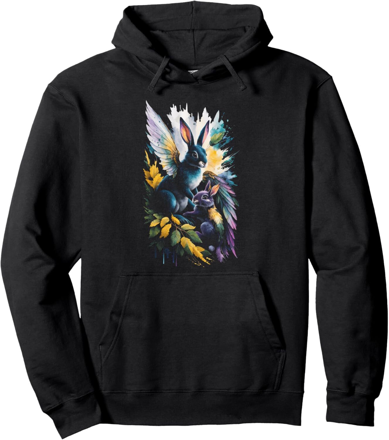 Hoodie for Mens Womens Bunny Art Rabbit Winged Magical Creature for All Ages Pullover Hoodie Graphic Hoodies sweatshirt