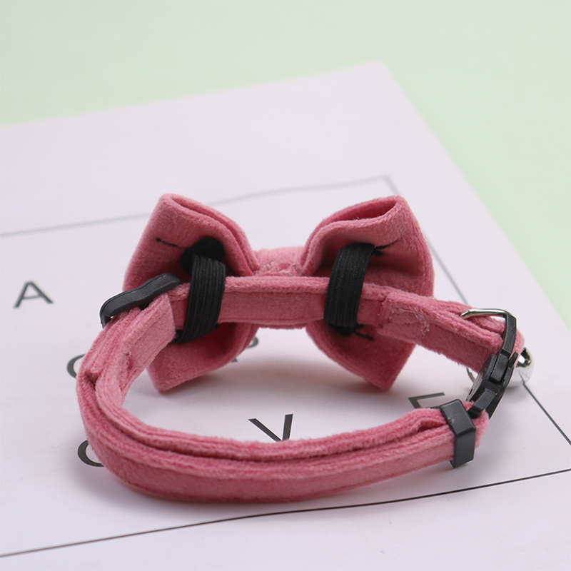 Safety Elastic Bowtie Cat Collar with Bell Adjustable Buckle Bow Tie For Small Dogs Velvet Pet Supplies Pet Accessories