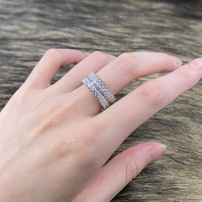 Eternity Lab Moissanite Diamond Ring 100% Real 925 Sterling Silver Party Wedding Band Rings for Women Men Engagement Jewelry