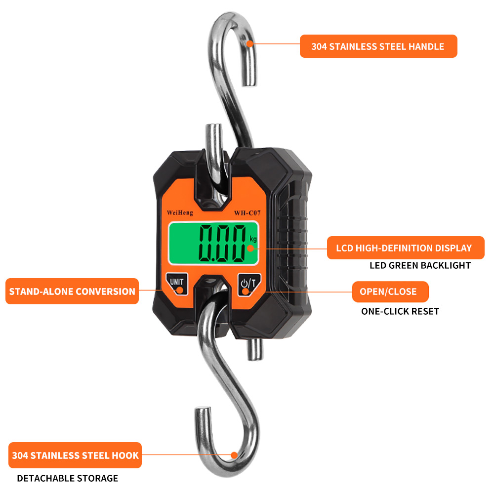 Industrial Detachable Portable Micro Crane Scale 100KG 250KG 50g Hanging Suitcase Digital Weigh Hook Electronic Scale Steel Tool eec0a
