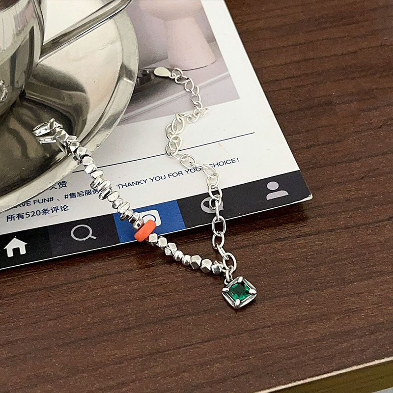 S925 Sterling Silver Emerald Bracelet Female Simple Minority Design High Sense Light Luxury 2023 New Accessories