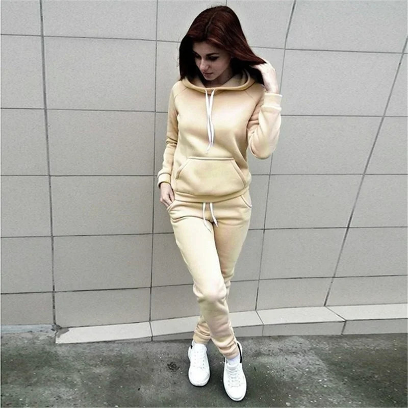Harajuku Casual Womens Sportswear Jogging Suit Hooded Set Clothing 241108