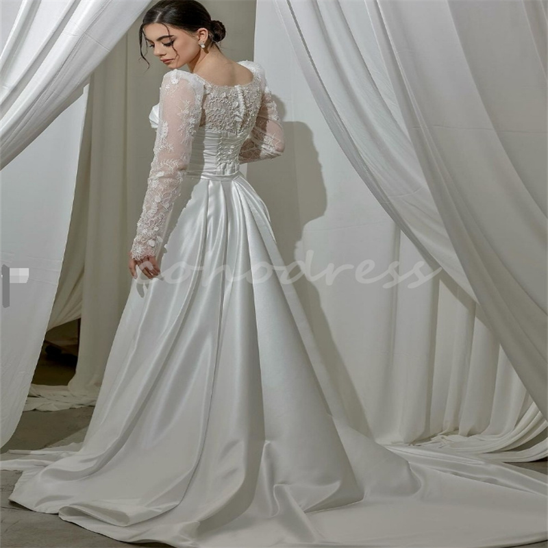 Gorgeous Mermaid Wedding Dresses With Overskirt Train Long Sleeve Lace Church Bridal Gowns Arabic Dubai Bride Dress Vestio De Gelinlik 2025 hochzeitsk
