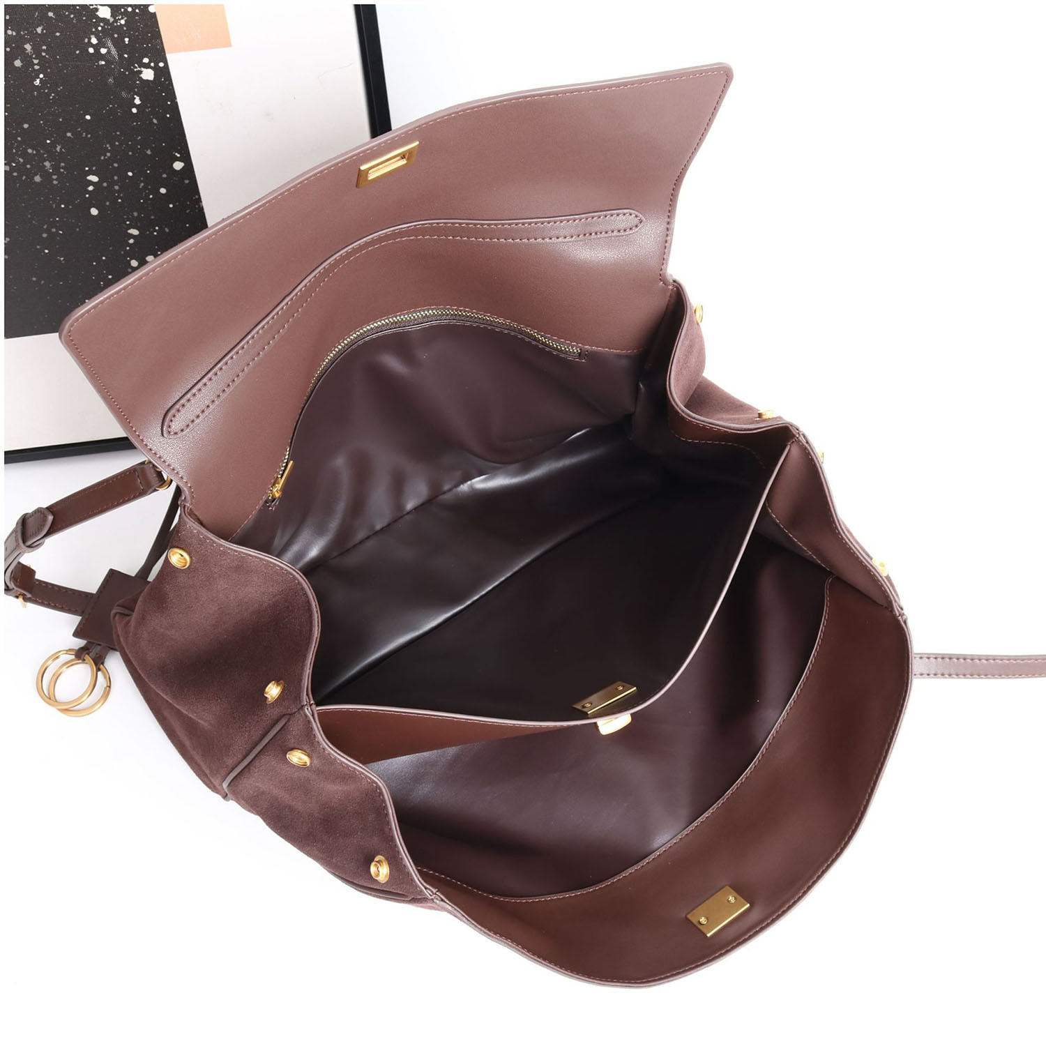 Exact Replicas Bags Brands Boston Suede Shoulder Bag For Women Brown Fashion Female Real Leather Buckle Handbags Zipper Style