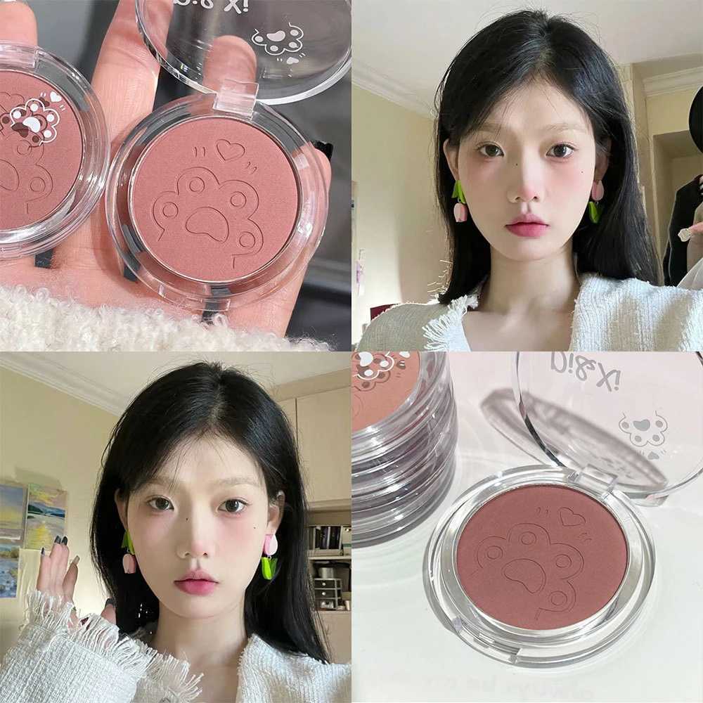 Cat Paw Powder Blusher Palette Cute Monochrome Low Saturation Blush Matte Rosewood Coral Cheek Pigment Make Up Natural ContourXJ241111