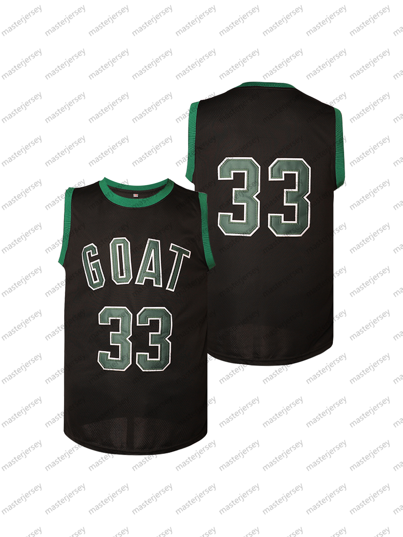 #33 GOAT Men's Basketball Jersey Black Sweatshirt - Embroidered Movie Mesh Sleeveless Stitched Spot Goods Jerseys Breathable Slight Stretch Polye