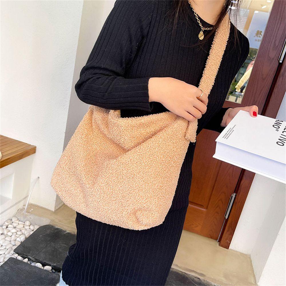 Winter Fluffy Plush Tote Messenger Shoulder Bag For Women Top Handle Laptop Handbag Large Capacity Female Casual Crossbody Bag