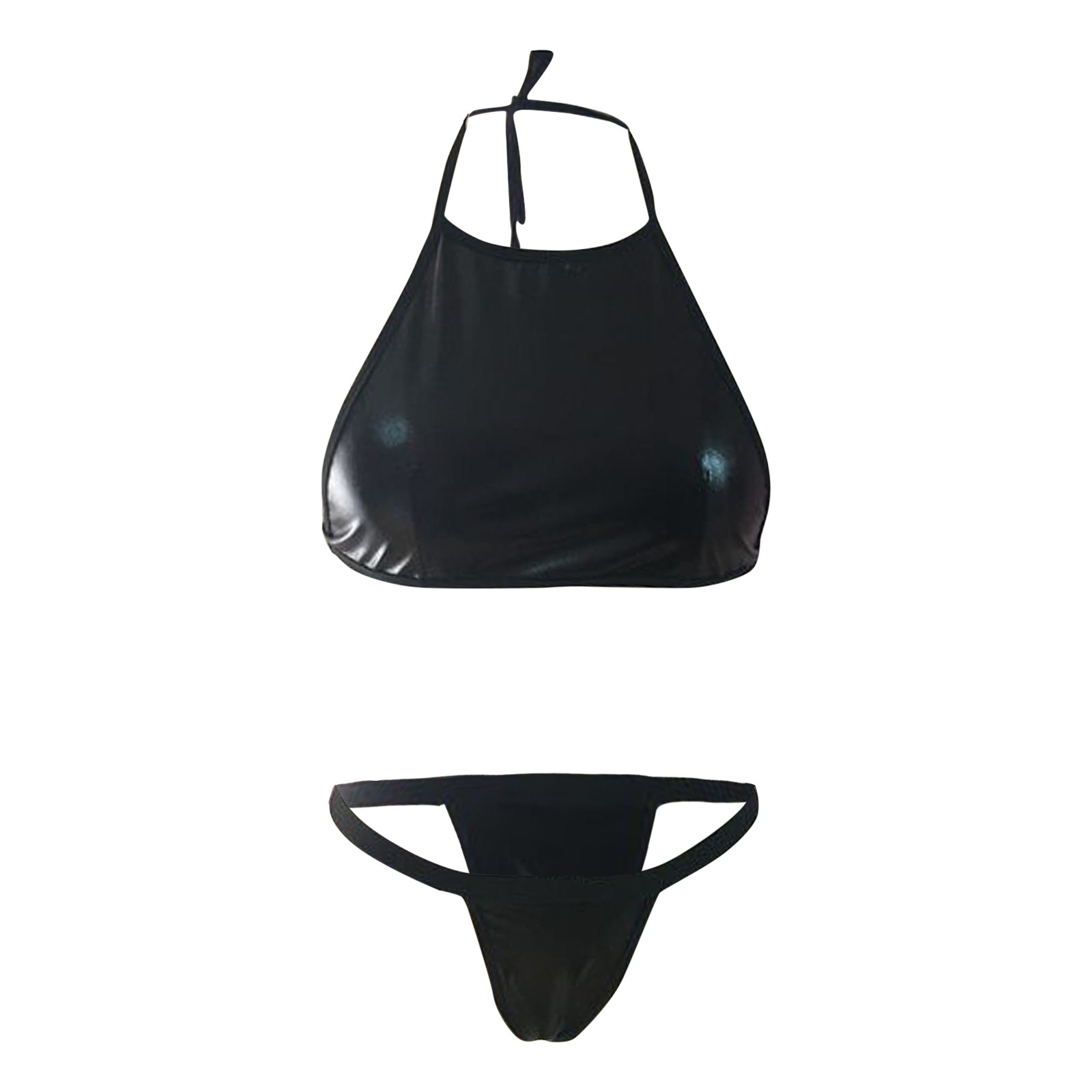 Sexy Lingerie Underwear For Woman PU Leather Erotic Lingerie Sets Lenceria Sexi Costumes Wetlook Latex Bra and Thongs Sleepwear