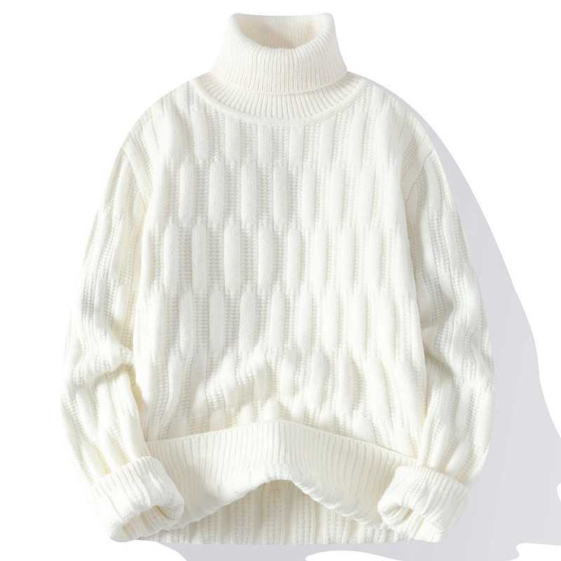 High Quality Autumn and Winter Mens Turtle Neck Sweater Fashion Jacquard Knitted Fabric Mens Casual Knitted Solid Color Turtle Neck Sweater T241111