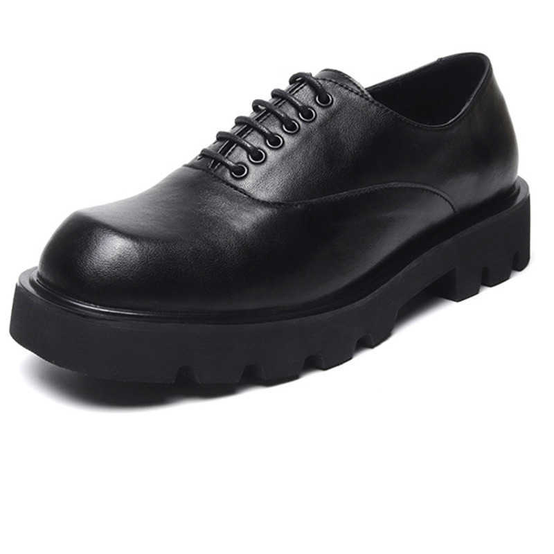 Men Dress Shoes British Leather Shoes Mens Korean Black Fashion Dressing Shoes Thick Sole Low Business Leather Shoes 241009