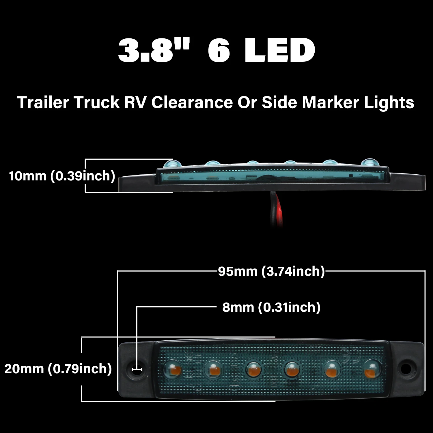 12V-24V Led Side Marker Lights Front Rear for Trucks, Cab RV Trailer 30/20/10/5PCS Amber/Red/White/Green/Blue indicator light