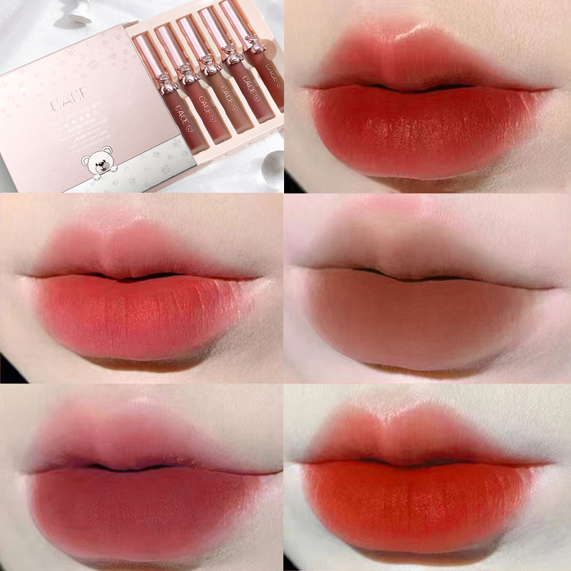 Velvet Matte Liquid Lipstick 5 Colors Sets Waterproof Lip Gloss Beauty Girl Makeup Nude Lip Tint Long-lasting Lip Makeup Sets