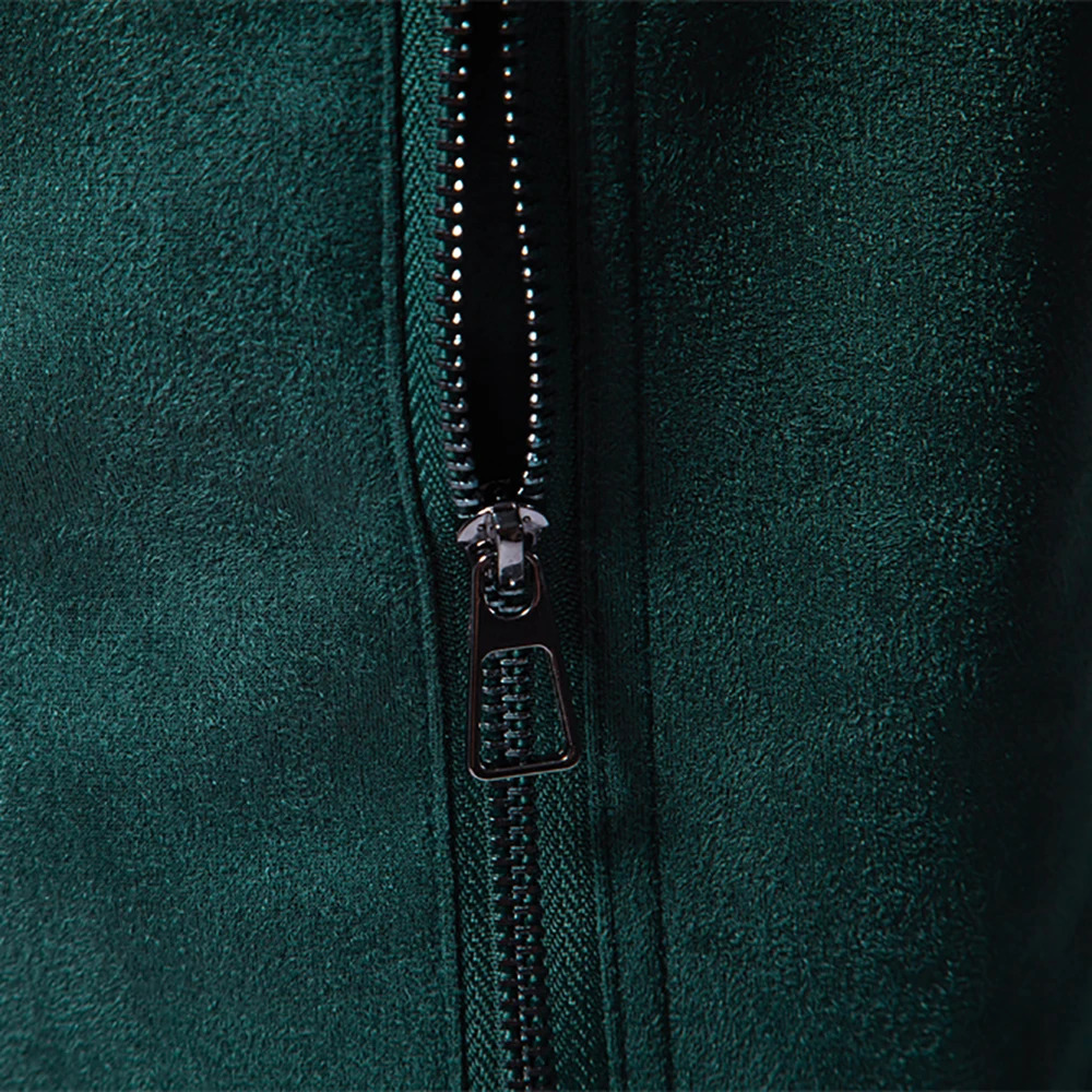 AIOPESON Mens Stand Collar Zip Suede Jacket Fashion Casual Business Faux Leather Trucker Jackets Coat for Men 241108