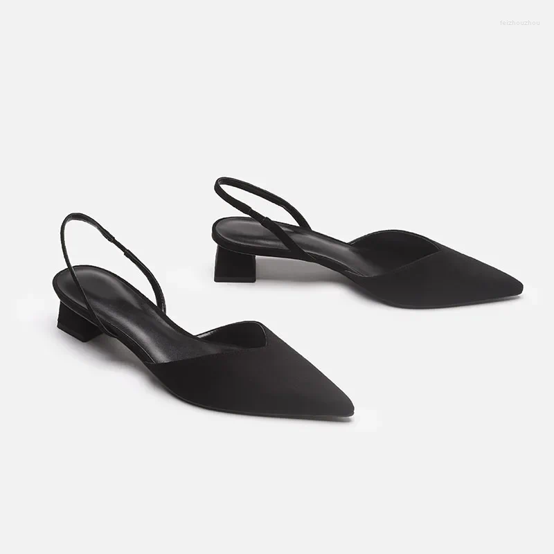 Sandals Women 2024 Summer Pointed Toe Ladies Thick Heel Autumn Women's Shoes Fashion Plus Size Mules