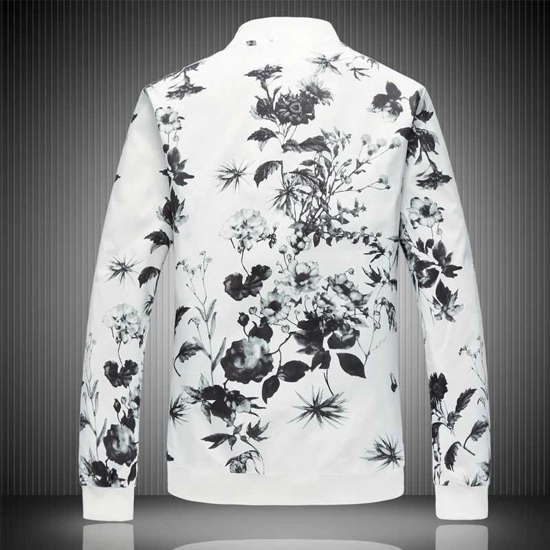 New Spring 2024 Mens Floral Printed Jacket with Open Zipper Fashionable Bomber Jacket Mens Slim Fit Windproof Jacket Plus Size W241111