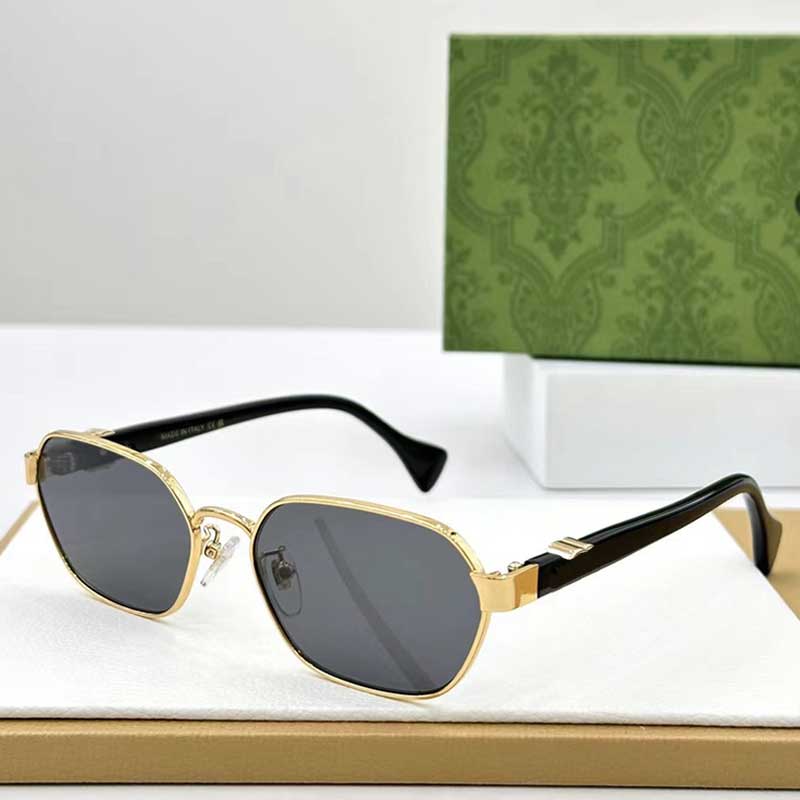Luxury Women Metal Eyewear GG1593 Designer Round Metal Sunglasses Fashion Metal Frame Grey Lens Black Legs UV400 Casual Womens Polarized Light Sunglasses
