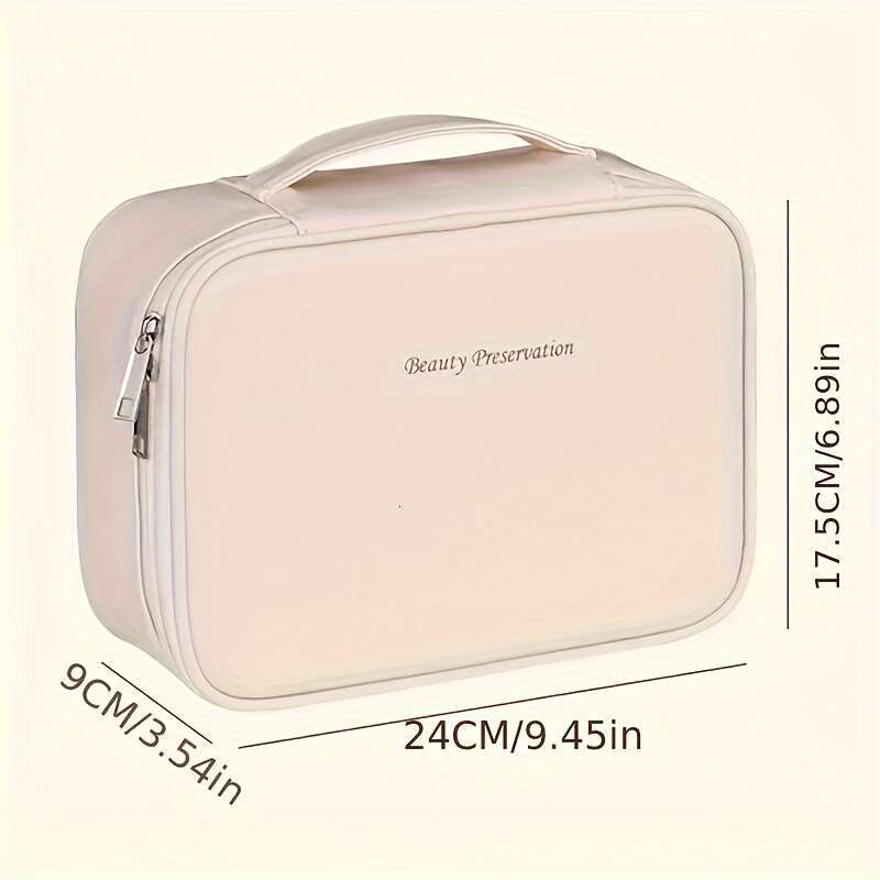 Large Capacity Cosmetic Bag, Faux Leather Makeup Organizer, Portable with Multiple Compartments, Durable PU Material, Easy to Clean Store, Perfect for