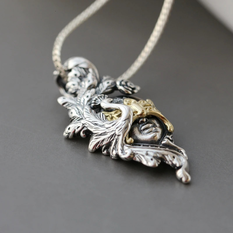 925 sterling silver vintage style charm flower Peafoil makeup mask pendant essential for womens fashion and trendy parties 241108