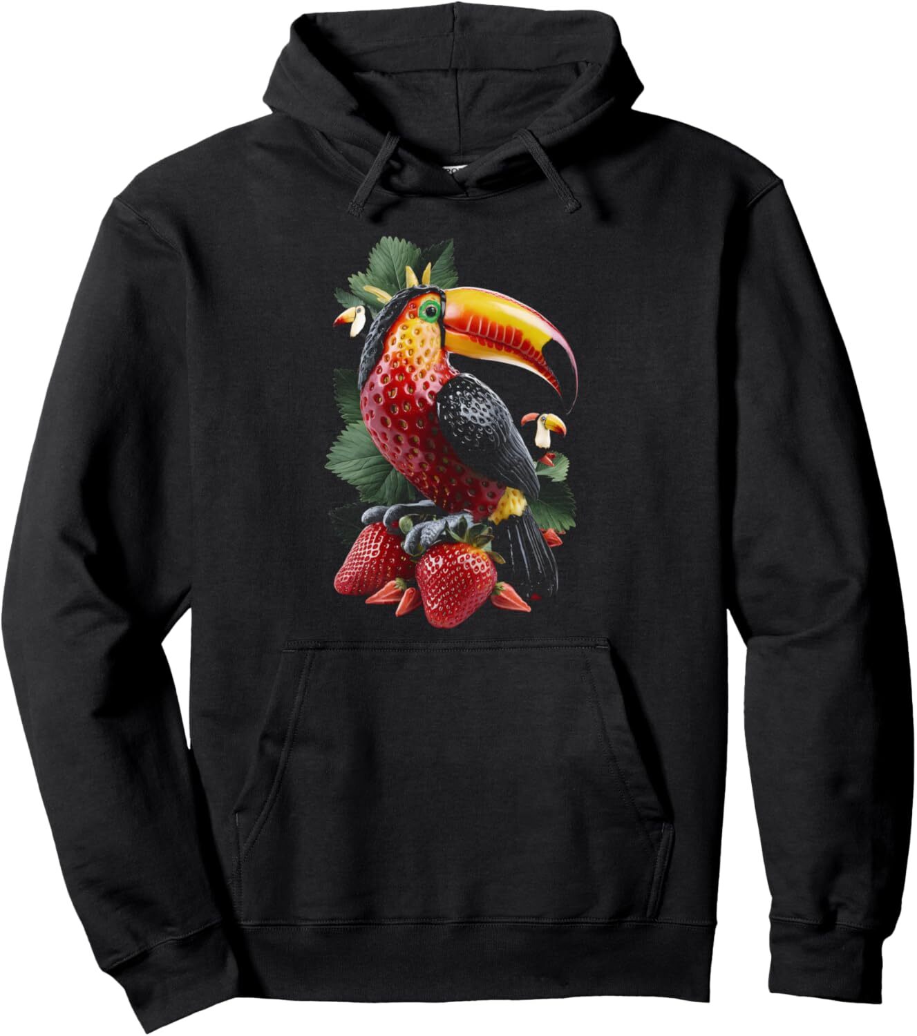 Hoodie for Mens Womens Toucan Bird Strawberry Tropical Rainforest Exotic Fruit Bird Pullover Hoodie Graphic Hoodies sweatshirt
