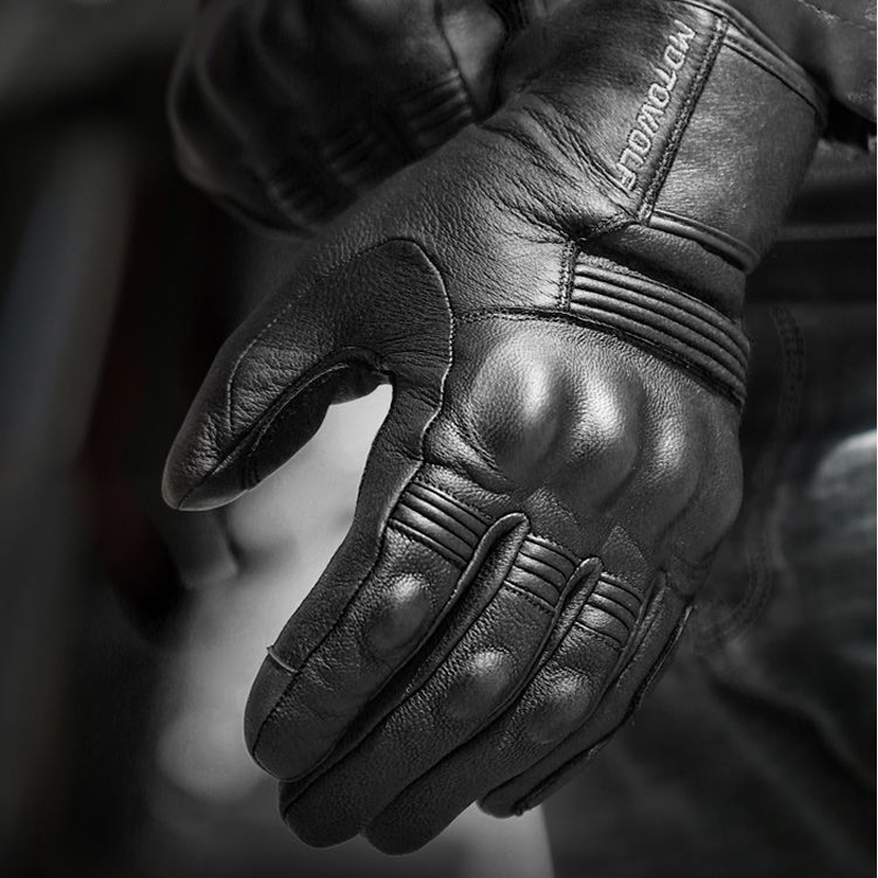 Real Leather Motorcycle Gloves Waterproof Windproof Winter Warm Touch Operate Guantes Moto Fist Palm Protect