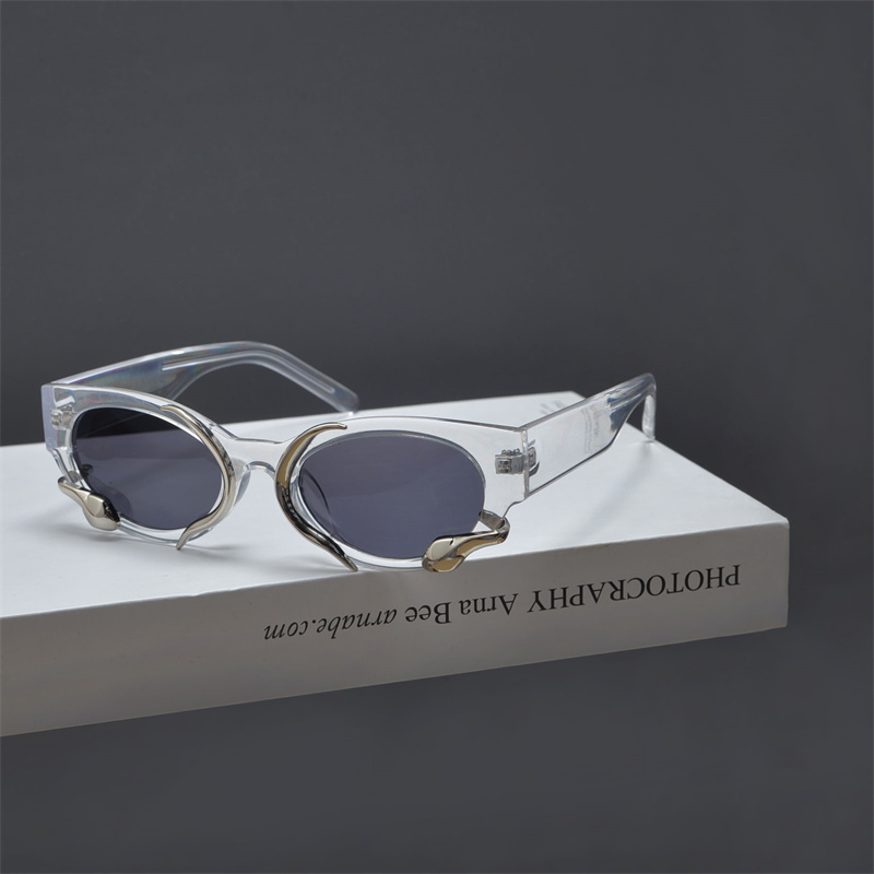 Luxury Brand Steampunk Rectangle Sunglasses Women Small Frames Punk Cat Eye Snake Sun Glasses Men Eyewear Shades Glasses UV400