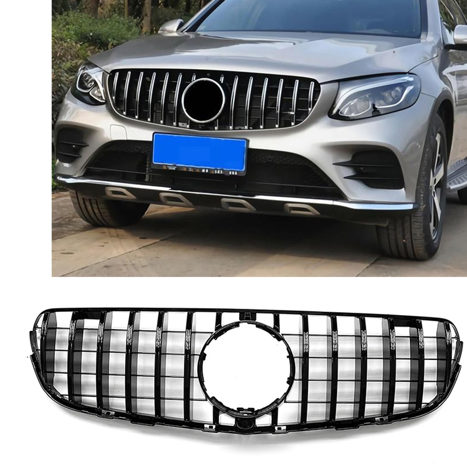 Grill For Mercedes Benz GLC Class W253/X253 2015-2019 GLC350 GLC300 GLC250 GLC43 Front Grille GT Style Upper Bumper Hood Mesh
