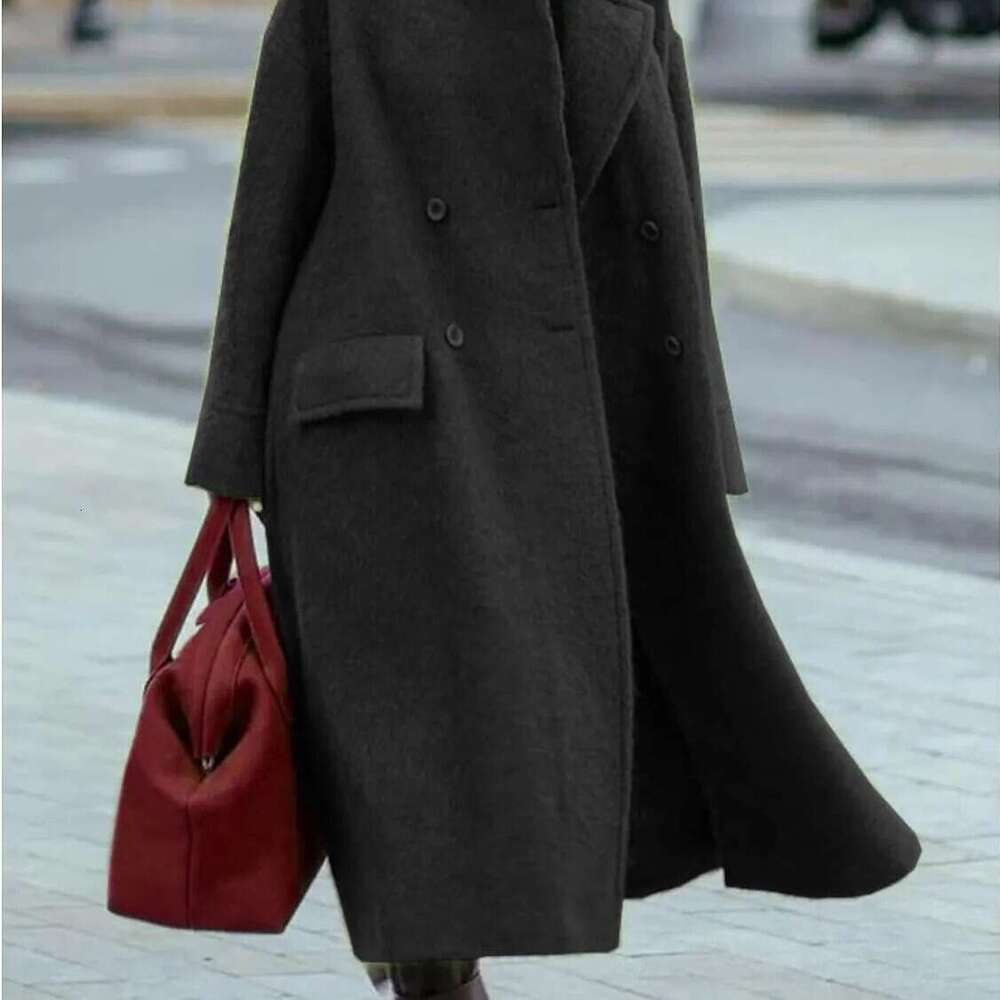 shanshi fur coat women Spring and Autumn Winter Women's New Casual Long Style Solid Color Warm Woolen Coat