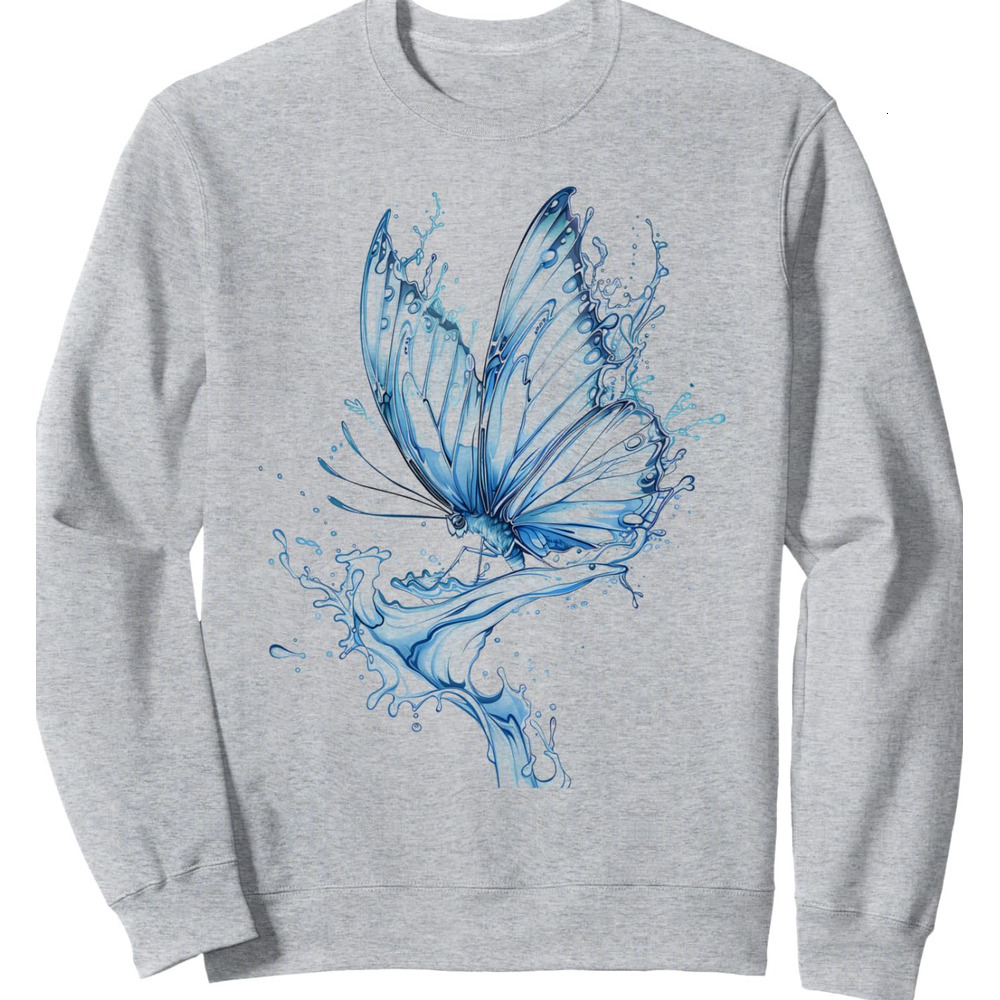 Long Sleeve Shirts for Men sweatshirt Butterfly Water Splash Nature Lover Insect Gift Sweatshirt T shirt Tee Streetwear Casual tops clothes