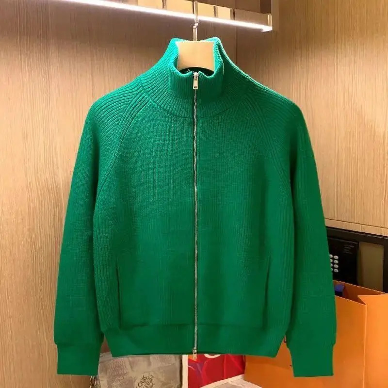 Men Spring Autumn Fashion Zipper Knitted Jackets Male Solid Color Cardigan Coats Loose Casual Sweater Outerwear L207 241111