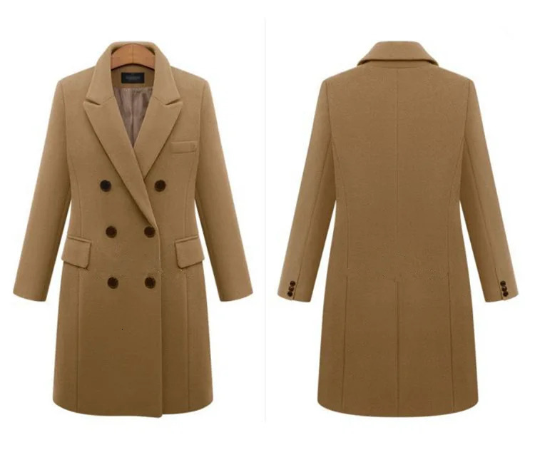 Mid To Long Autumn/Winter Plus Size Womens Double Layered Breathable Wool Coat