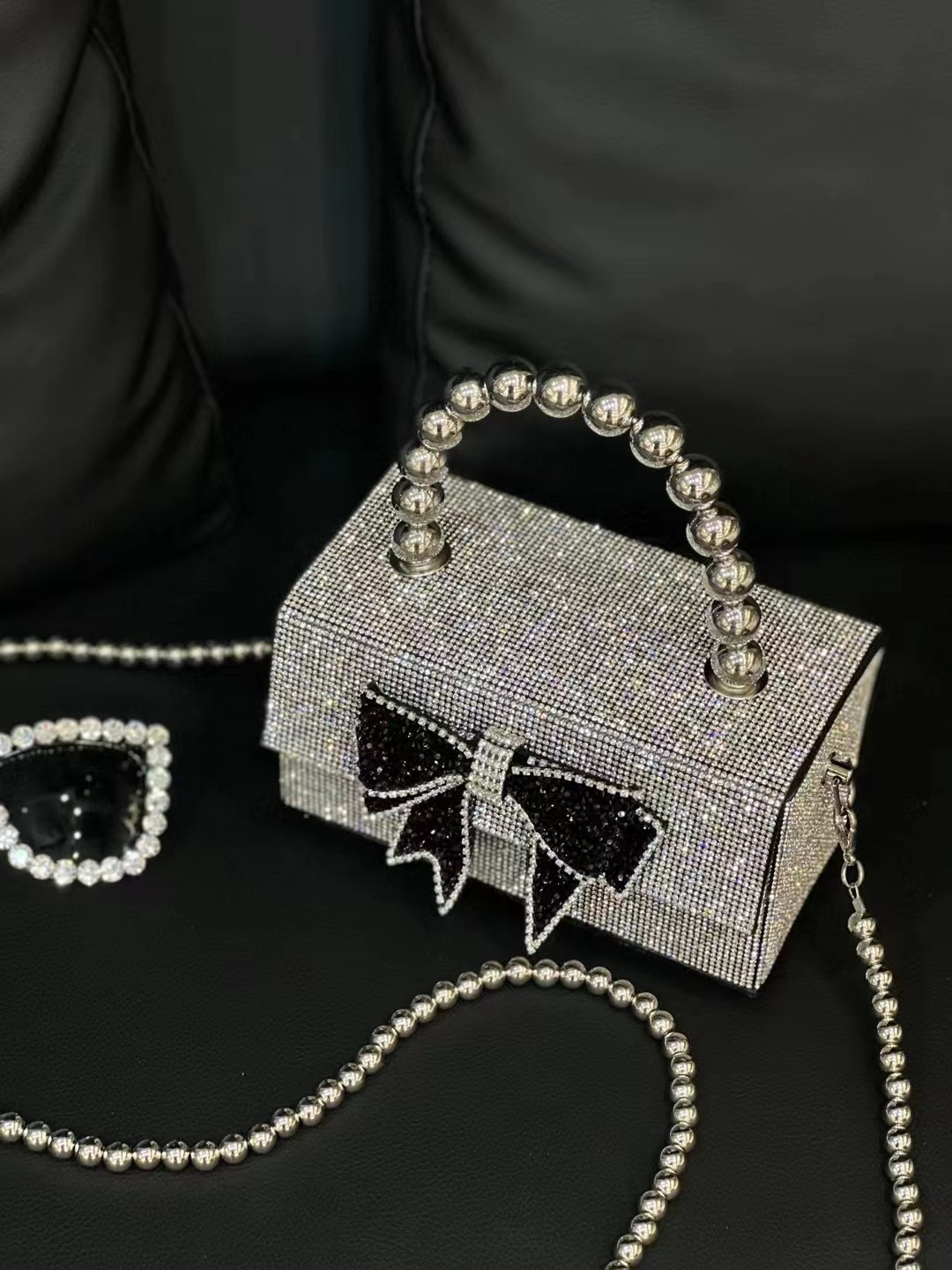 Luxury Designer Square Box Rhinestone Diamond Evening Clutch Bag Women's Handbag Wedding Party Crystal Shiny Purse Shoulder Bag