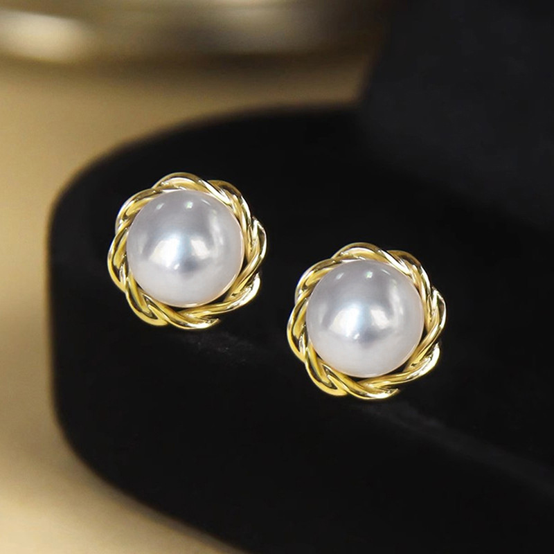 Stud Earrings 925 sterling silver Stud women 18K gold plated earrings classic popular pearl Stud luxury jewelry
