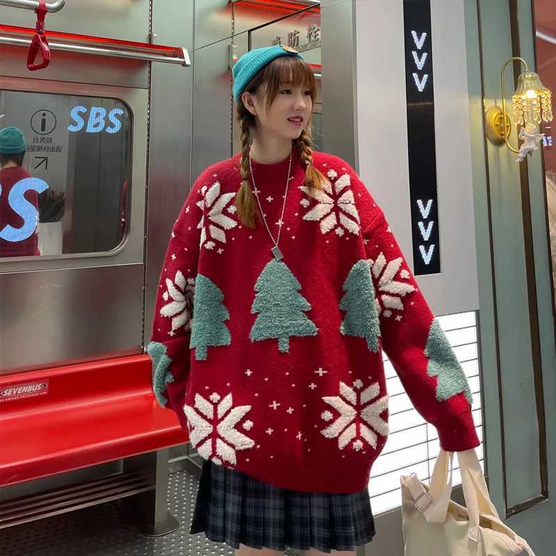 New Arrival Christmas Tree Couple Street Sweater Wan Xue Sweater Autumn Winter Neutral Mens Casual School Clothes Z241111