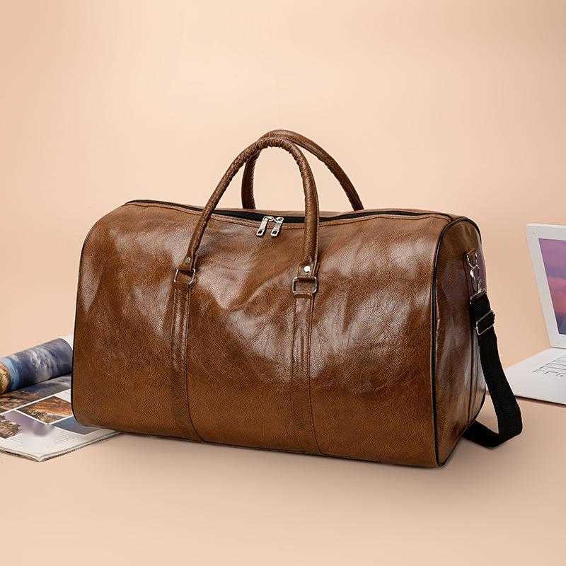 Hand Luggage Bag for Men Large Capacity Fitness Travel Bag Textured Pu Korean Version Business Travel Fashion Crossbody Bag for Women