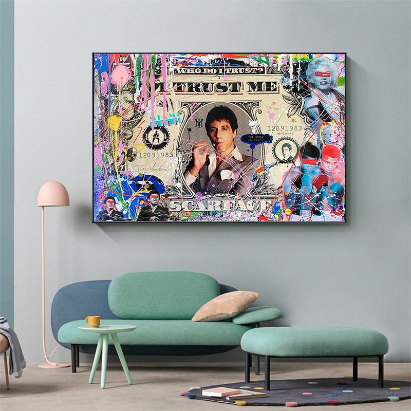 Paintings Graffiti Movie Star Al Pacino Scarface Art Canvas Panting Wall Art Picture Money Pop Art Poster Living Room Home Decor No Frame H250115
