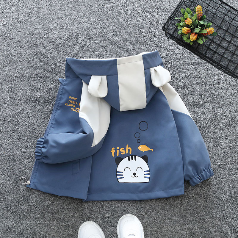 Designer Children's cartoon jacket 2025 new yellow windbreaker children's hooded casual spring and autumn collection free shipping