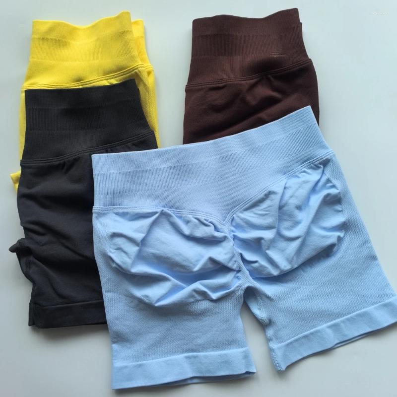 Active Shorts Low Ribbed Band Yoga Seamless Scrunch Bum Workout Gym Booty Stretch Running Fitness Clothes