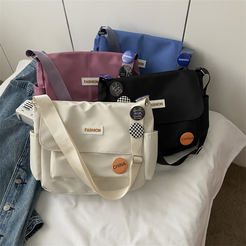 Women's School Messenger Bags for Teen Girls Shoulder Bag Ladies Designer Handbags Large Capacity Solid Canvas Crossbody Bags