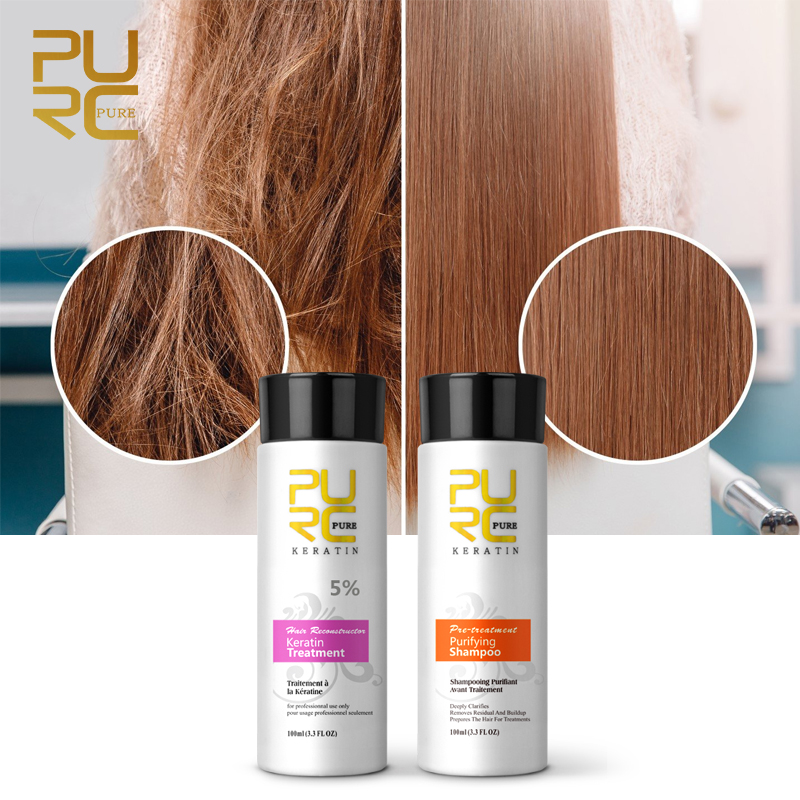 PURC Treatment Brazilian Keratin and Hair Mask Sets Straightening Repair Frizz Hair Treatment Product for Women smile