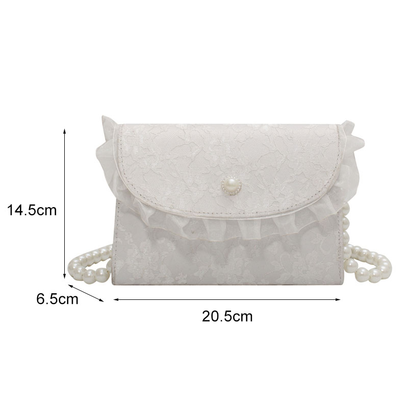 Retro Crossbody Bags for Women Vintage Lace Pearl Chain Ladies Small Square Shoulder Bag Female Clutch Purse Handbags Sac Femme