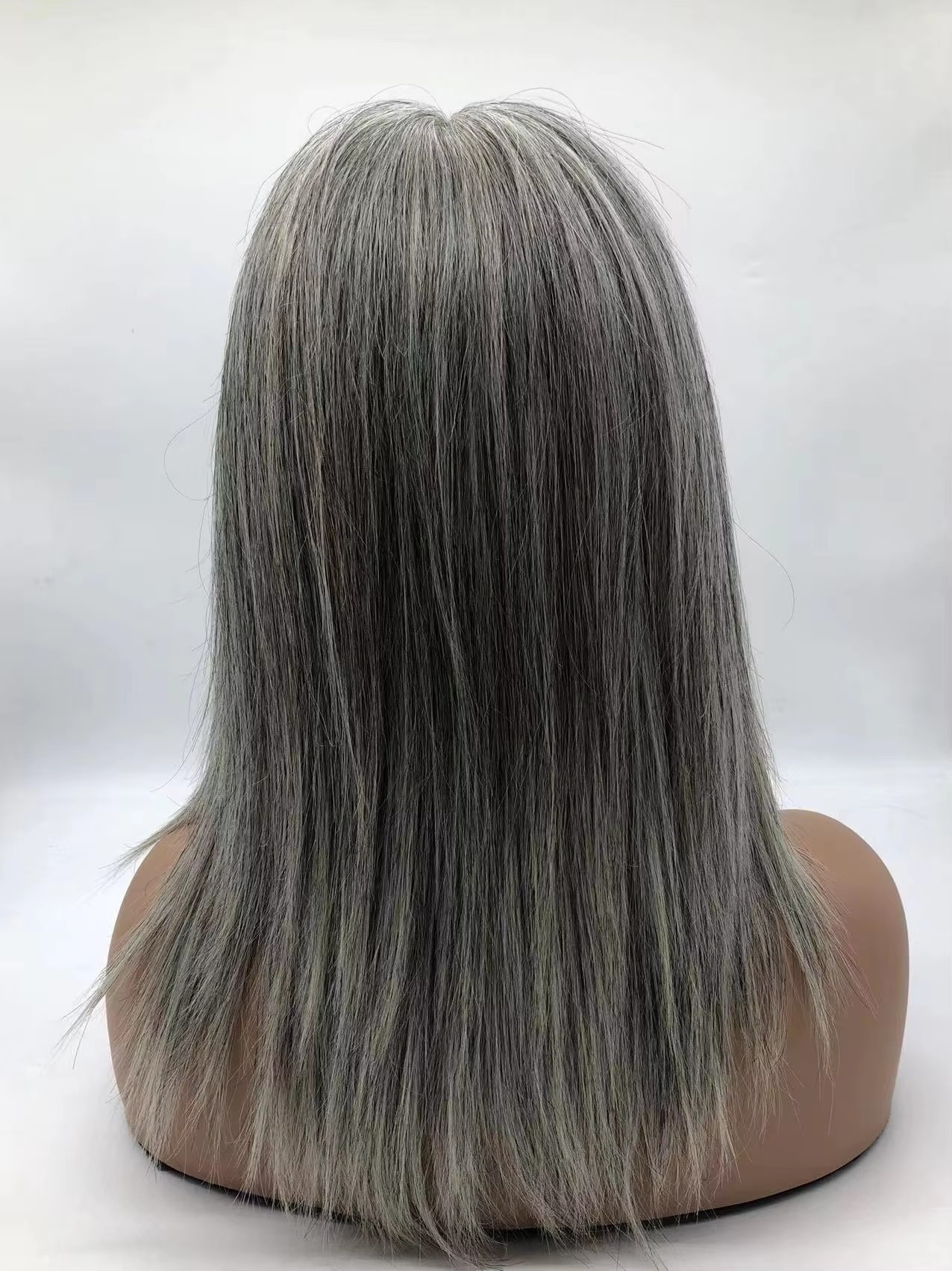 Salt and pepper African lace closure wigs layered bob 4x4 hd Hand Made Human Hair Wig Grey hair for Women Wigs