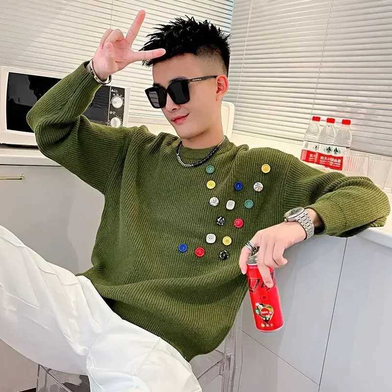 New Arrival Mens fashion designer luxury Crewneck knitted sweater mens button round neck white plow best-selling product S X Z241111