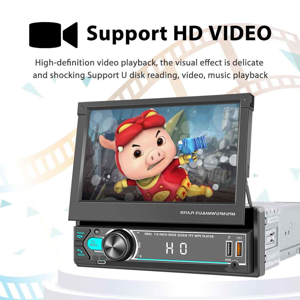 Podofo 1din Android auto Carplay Radio Touch Screen Universal Car mp5 Player with BT FM Radio Receiver Support Rear View Camera