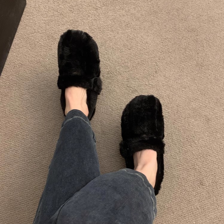 Women's Casual Shoes:Winter Fleece Warm 2024 New Fashion Outerwear Soft Mary Jane Shoes,Black/Beige/Green/Grey,Free shipping b4dc