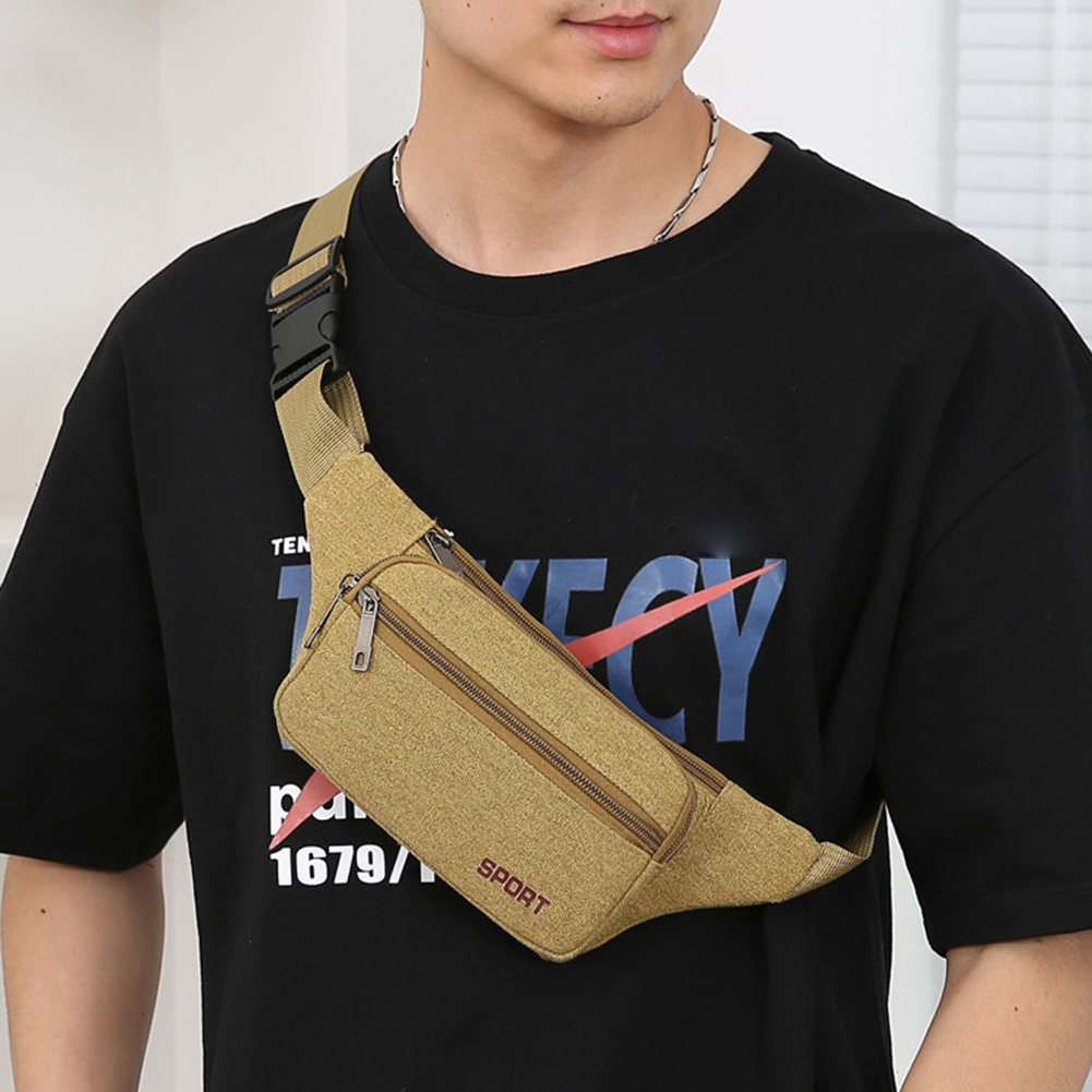 Canvas Running Waist Bag Lightweight Running Storage Bag Portable Elastic Breathable Adjustable Shoulder Strap for Outdoor Sport 59615 5 9990b