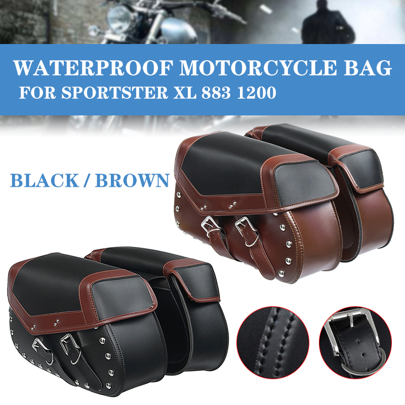 Motorcycle Saddlebag Waterproof Leather Side Tool Lage Bags Saddle Bag Pouch Black/Brown Honda Harley18L For Kawasaki