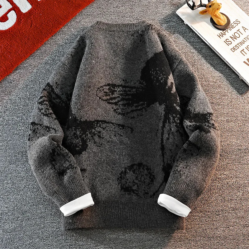 autumnwinter butterfly pattern loose thickened wool sweater 241111