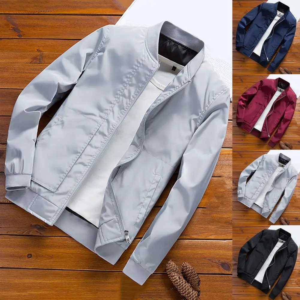 Casual mens jacket with thin and comfortable soft zipper design mens bomber jacket bomber jacket easy to match W241111