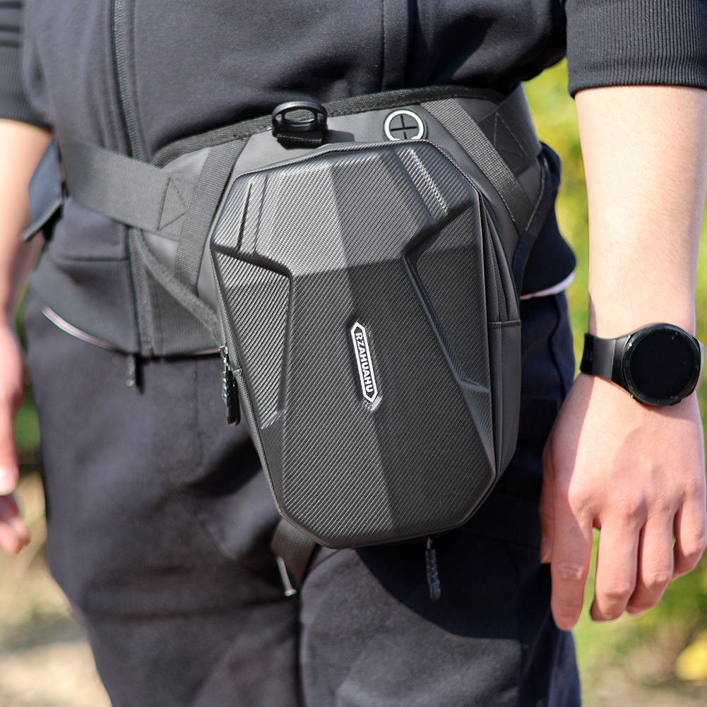 RZAHUAHU Hard Shell Motorcycle Bag Drop Leg Side Bag Fanny Waist Bag Waterproof Phone Purse Motorbike Hip Bum Pack Cycling Bags
